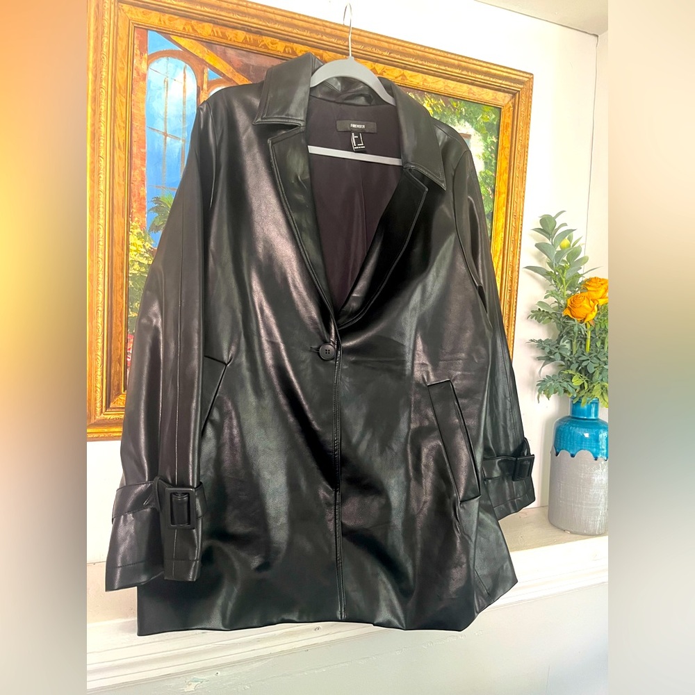 Oversized faux leather blazer